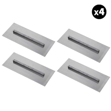 Tomahawk Power Set of 4 - 6 in. x 14 in. Silver Finish Replacement Trowel Blades Bar Mount FB36-X4